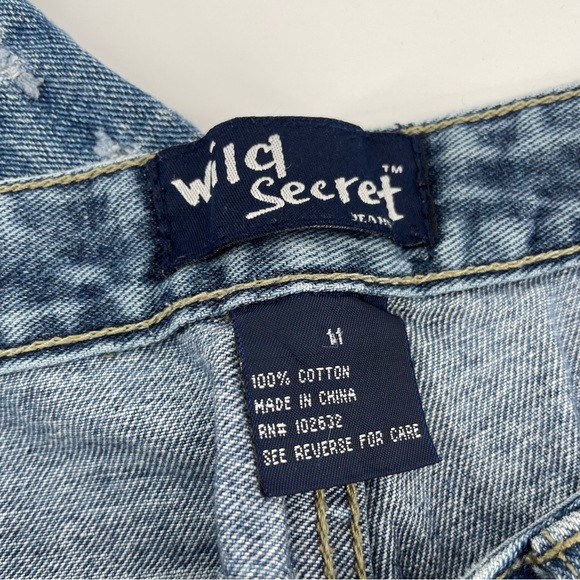 Wild Secret Juniors High Waist Jeans Blue Denim Textured Y2K 11 - Picture 8 of 8